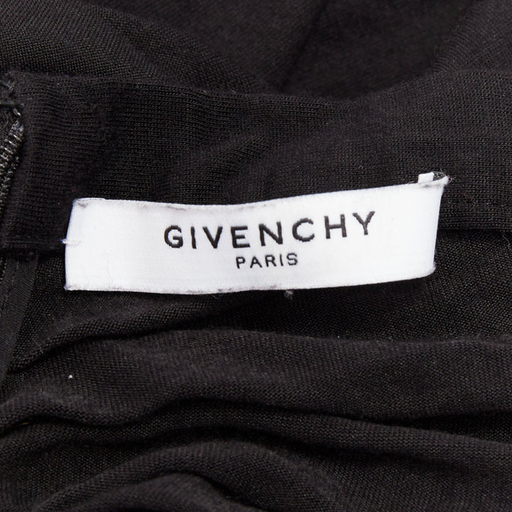 GIVENCHY black twist draped waist jersey high pencil midi skirt XS