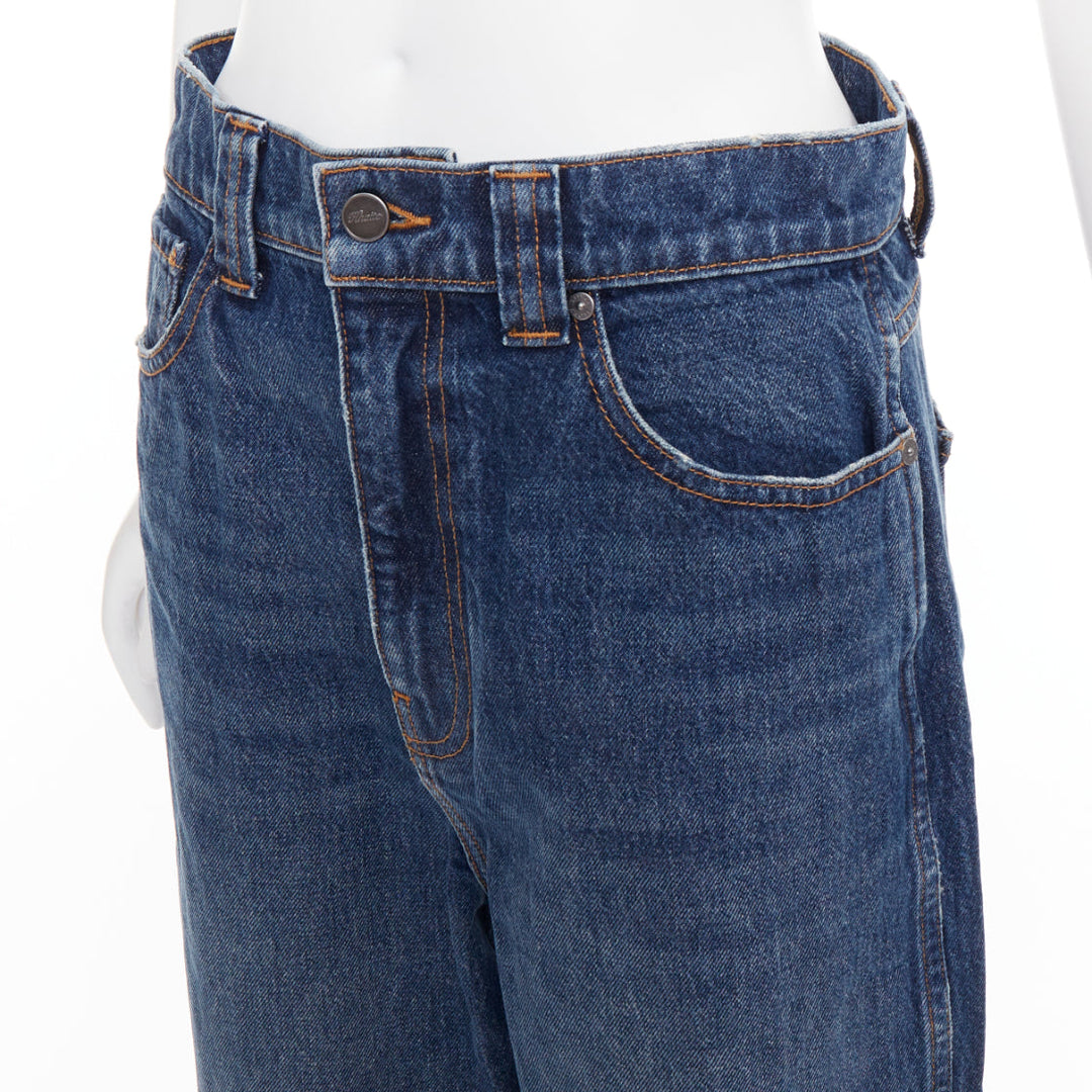 KHAITE Albi dark blue washed high waist tapered relaxed jeans 30"