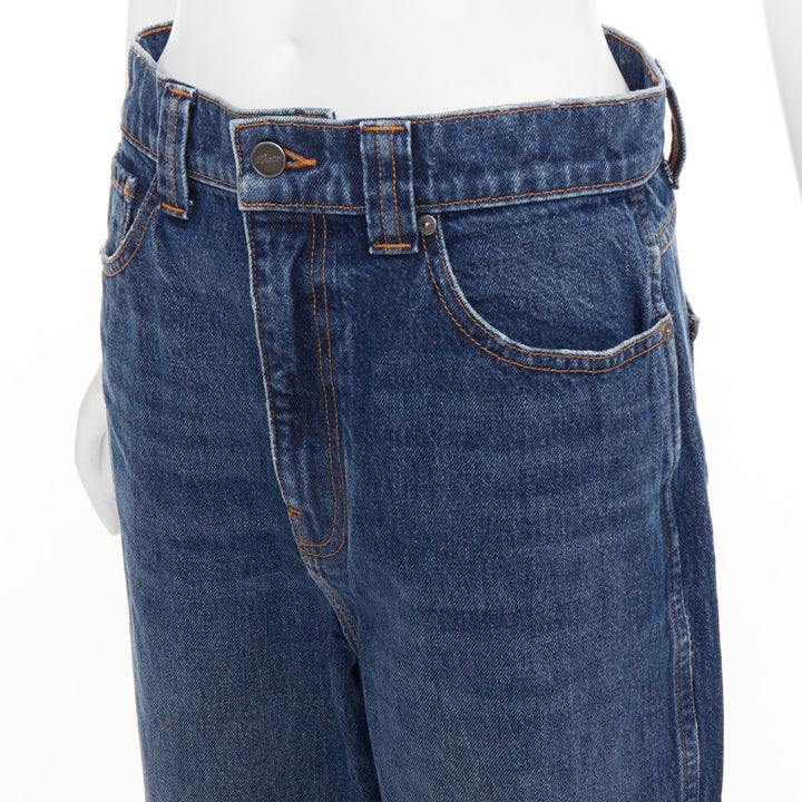 KHAITE Albi dark blue washed high waist tapered relaxed jeans 30"