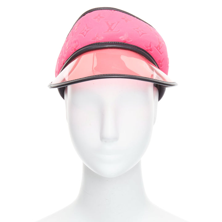 LOUIS VUITTON pink neoprene LV monogram PVC leather trim visor