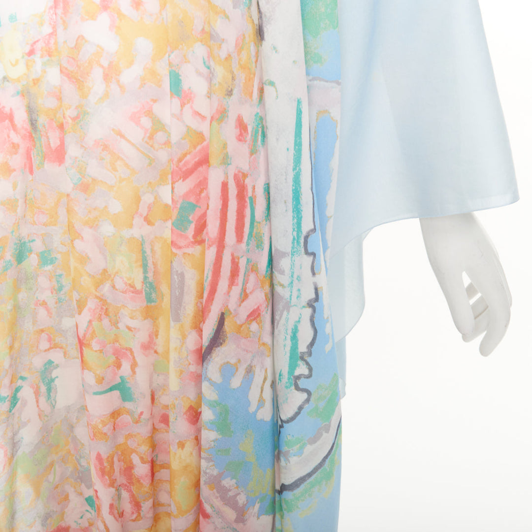 CHANEL 2011 Runway abstract watercolor silk cotton mix caftan maxi dress OS