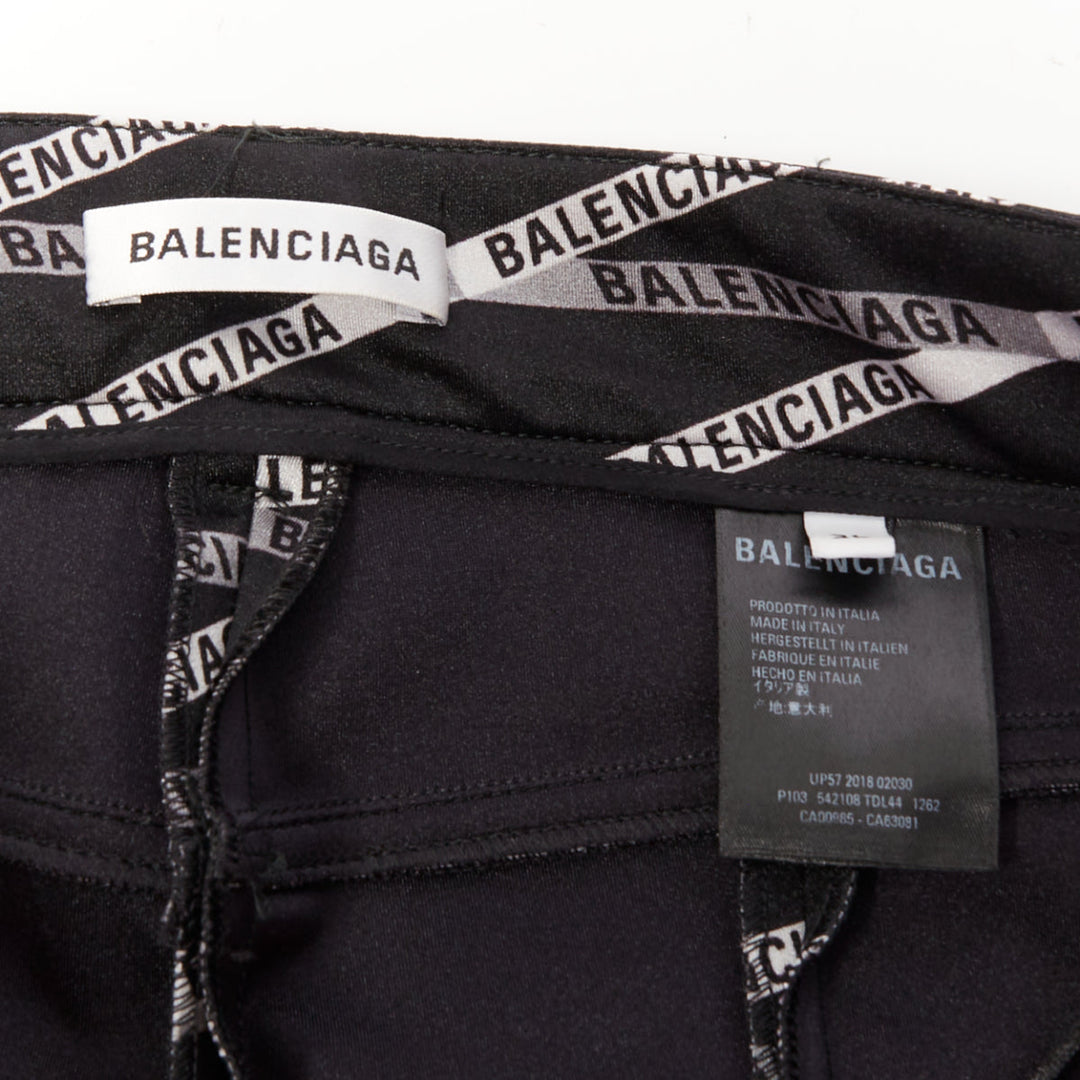 rare BALENCIAGA Runway Demna Pantashoe black logo high heel boot pants IT38 EU37