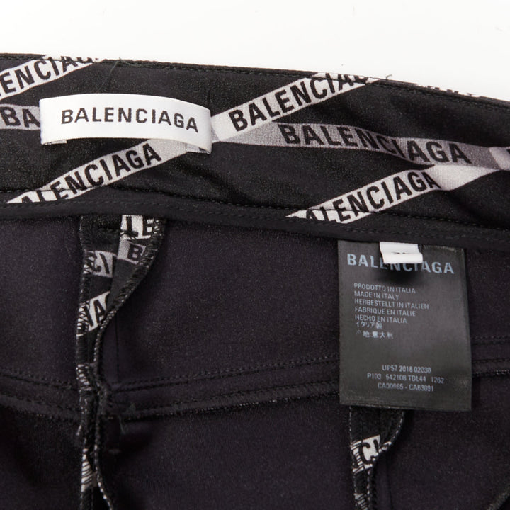rare BALENCIAGA Runway Demna Pantashoe black logo high heel boot pants IT38 EU37