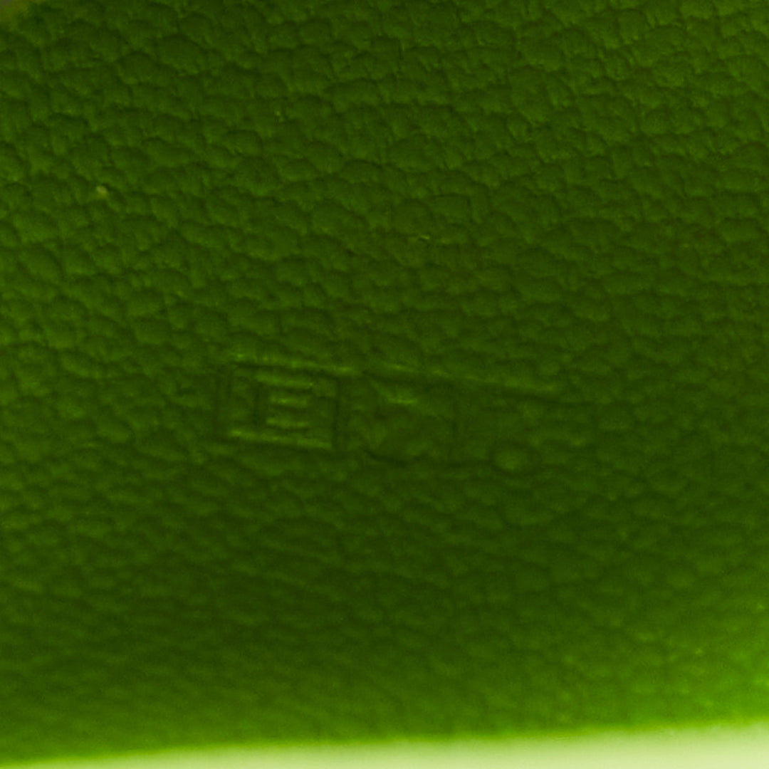 HERMES neon green smooth leather silver hardware bifold cardholder