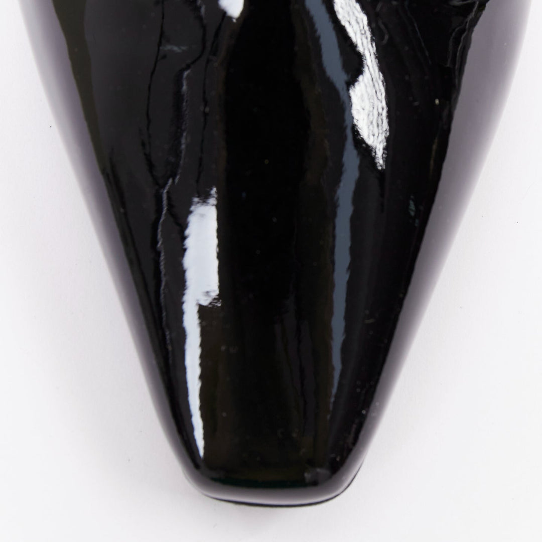 CHANEL 2018 Runway Forest Fairies black patent pointed square toe oxford EU37.5