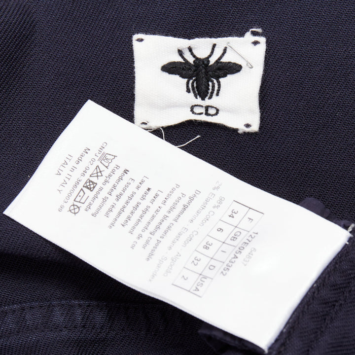 CHRISTIAN DIOR navy cotton CD bee cargo playsuit romper FR34 XS