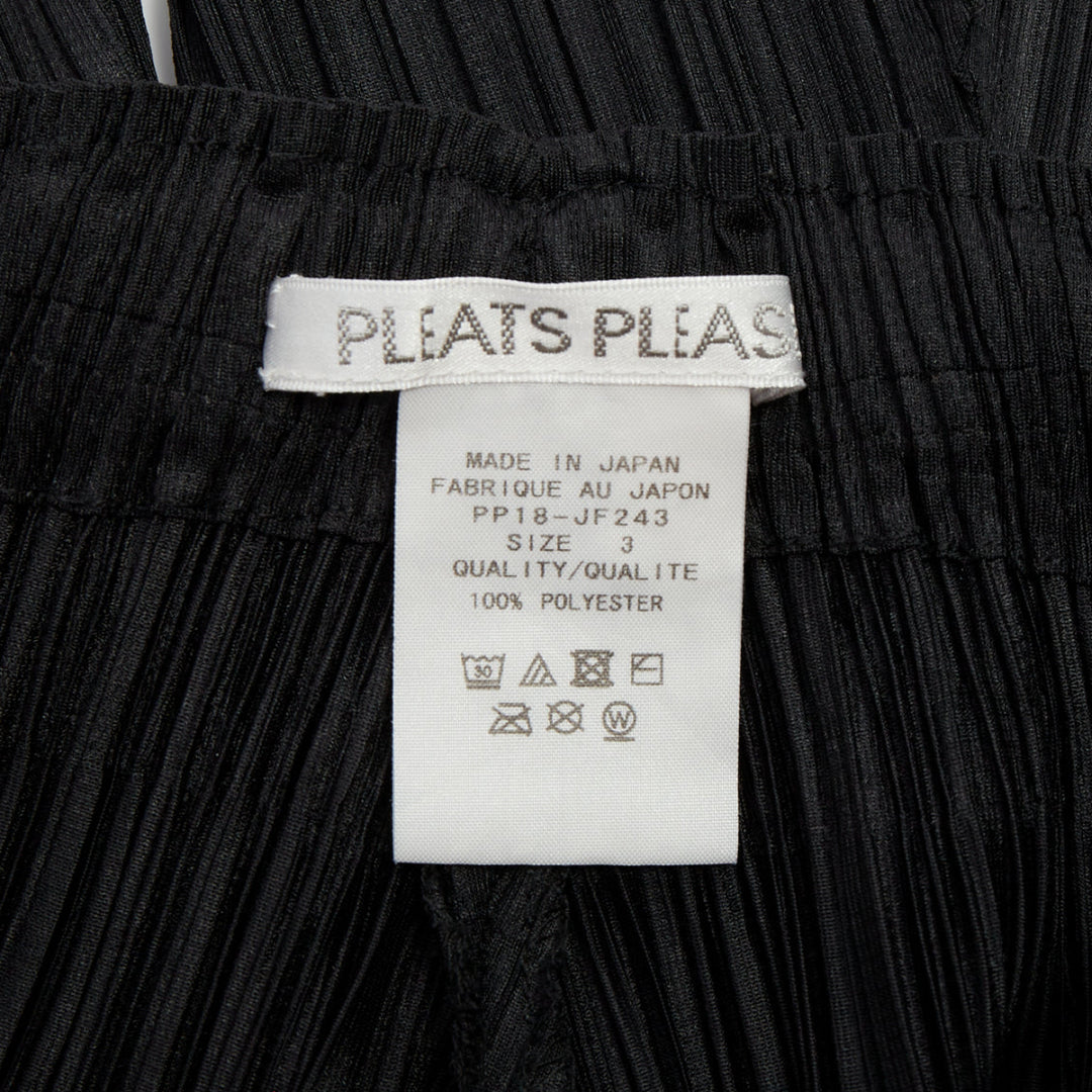 ISSEY MIYAKE Pleats Please black plisse elastic waist cropped pants JP3 L