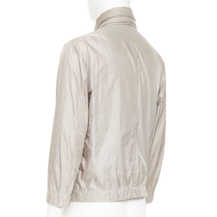 GIORGIO ARMANI champagne silver technical zip up blouson bomber jacket IT48 M
