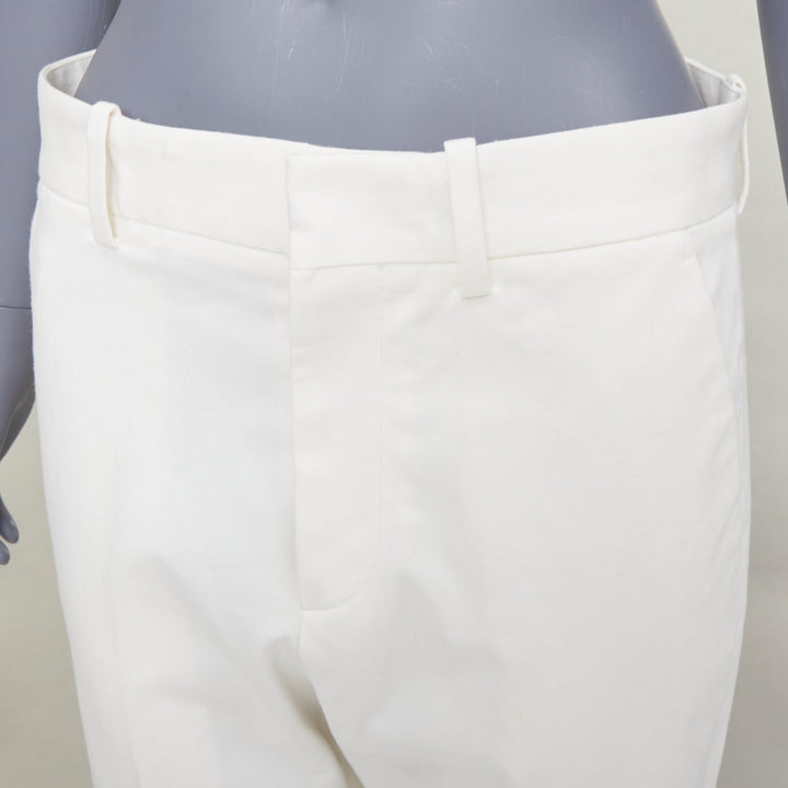 BOTTEGA VENETA off white cotton blend straight leg rolled cuff pants IT44 XS