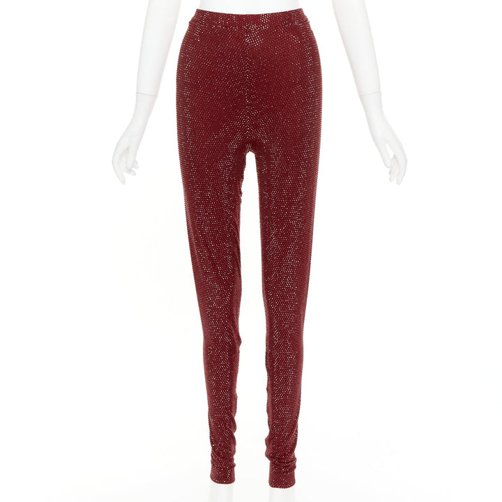 ALEXANDRE VAUTHIER AW2023 Runway Cinnabar red strass crystal legging pants