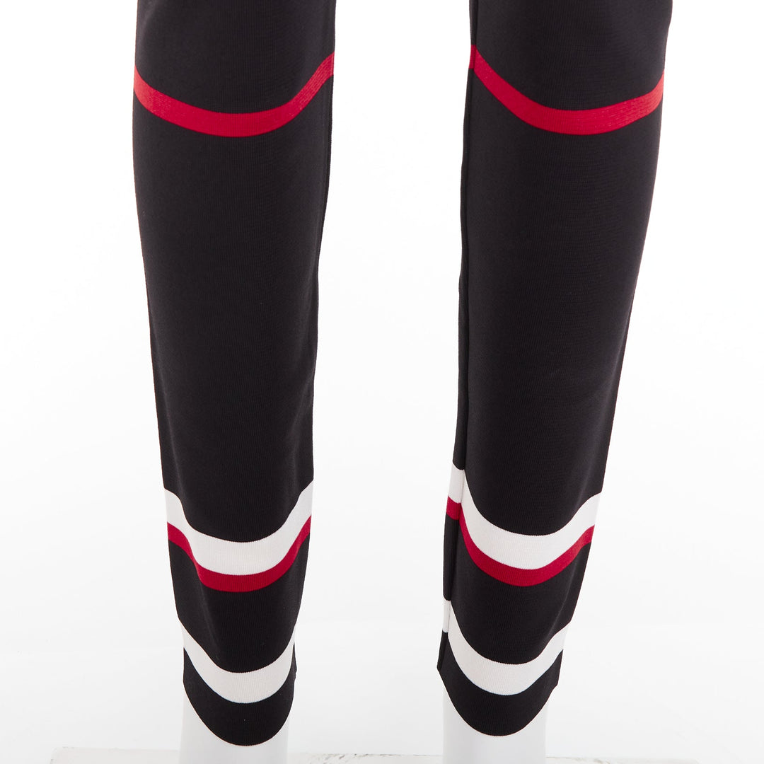 GIVENCHY black red white striped hem viscose knit legging pants XS