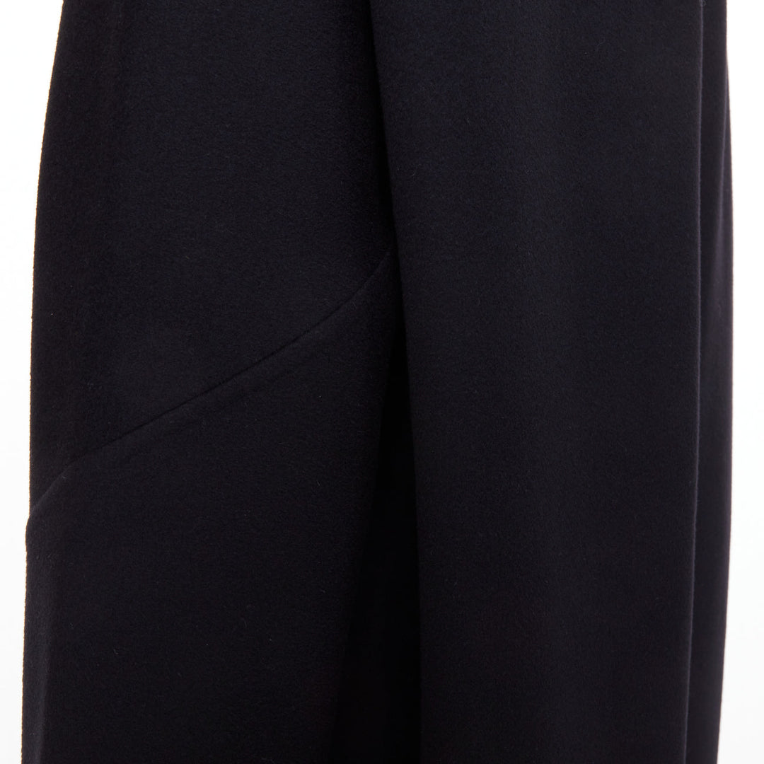 VALENTINO black virgin wool cashmere button flap pocket notch lapel coat IT44 XS