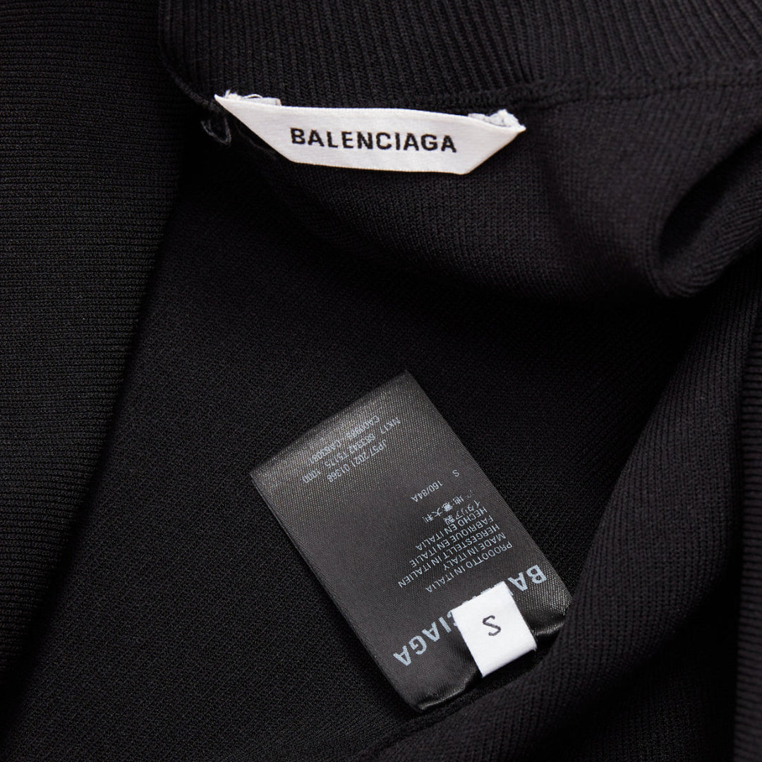 BALENCIAGA Demna 2021 black logo collar long sleeve crew neck pullover top S