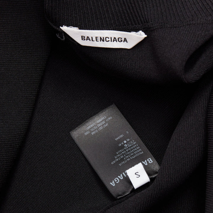 BALENCIAGA Demna 2021 black logo collar long sleeve crew neck pullover top S