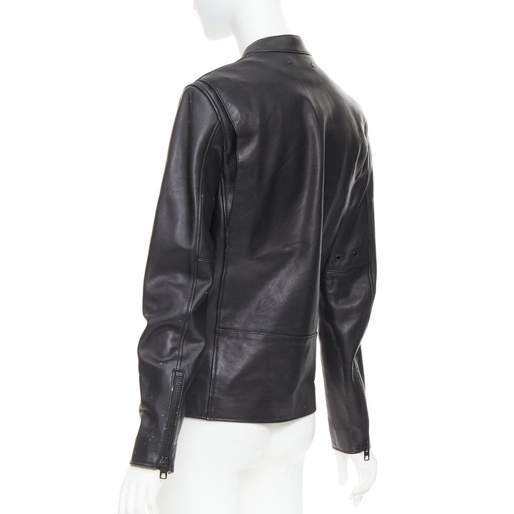 COACH Racer black cow leather zip up racing jacket US0 XS