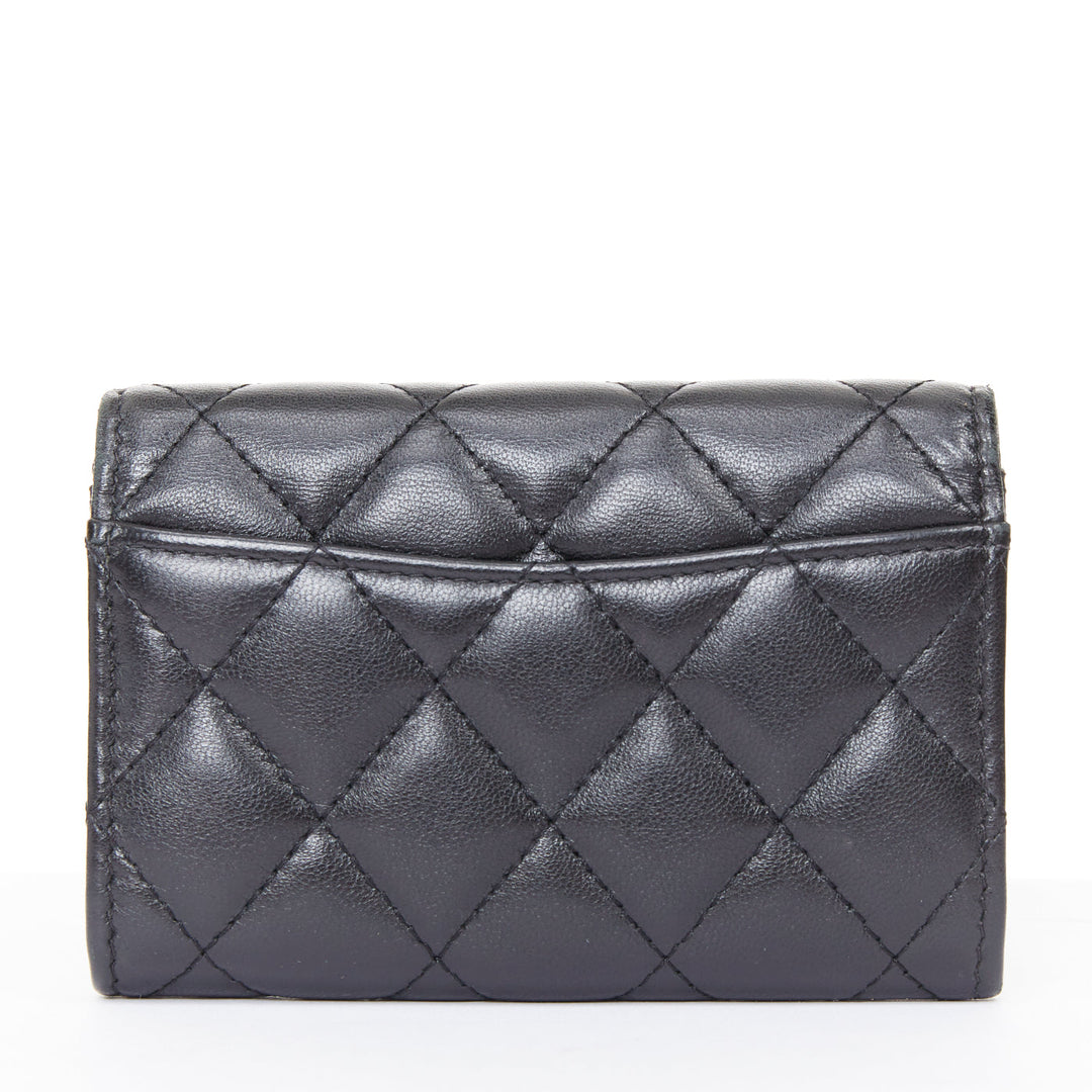 CHANEL Classic Flap Card Holder gold black quilted lambskin wallet cardholder