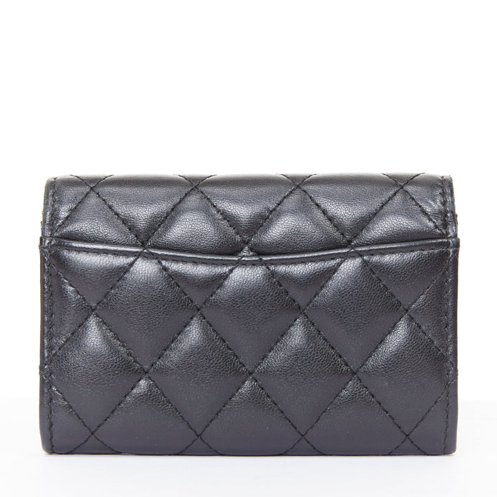 CHANEL Classic Flap Card Holder gold black quilted lambskin wallet cardholder