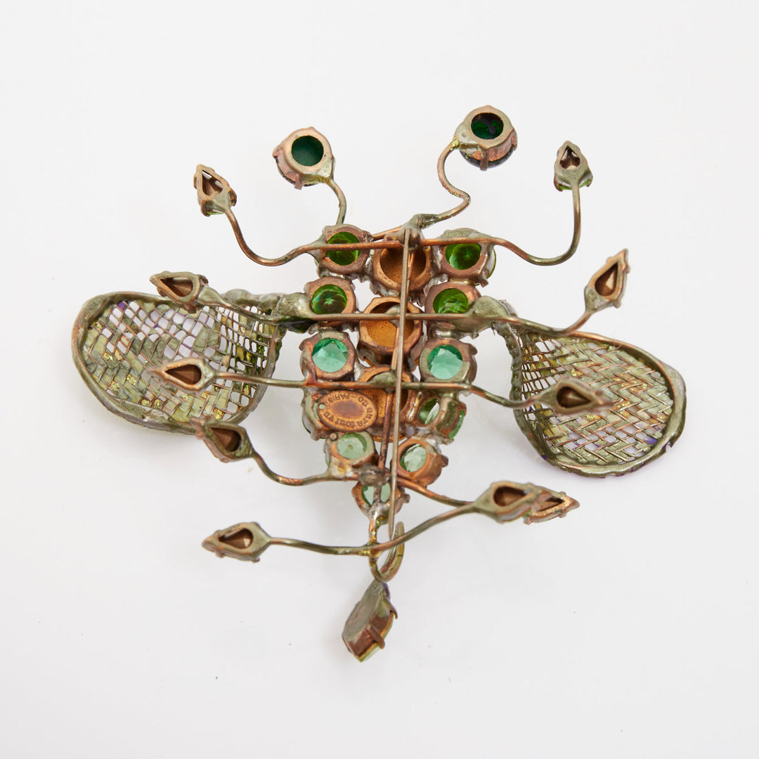 rare ON AURA TOUT VU 2013 Cosmic Beetle green crystal wing bug insect brooch
