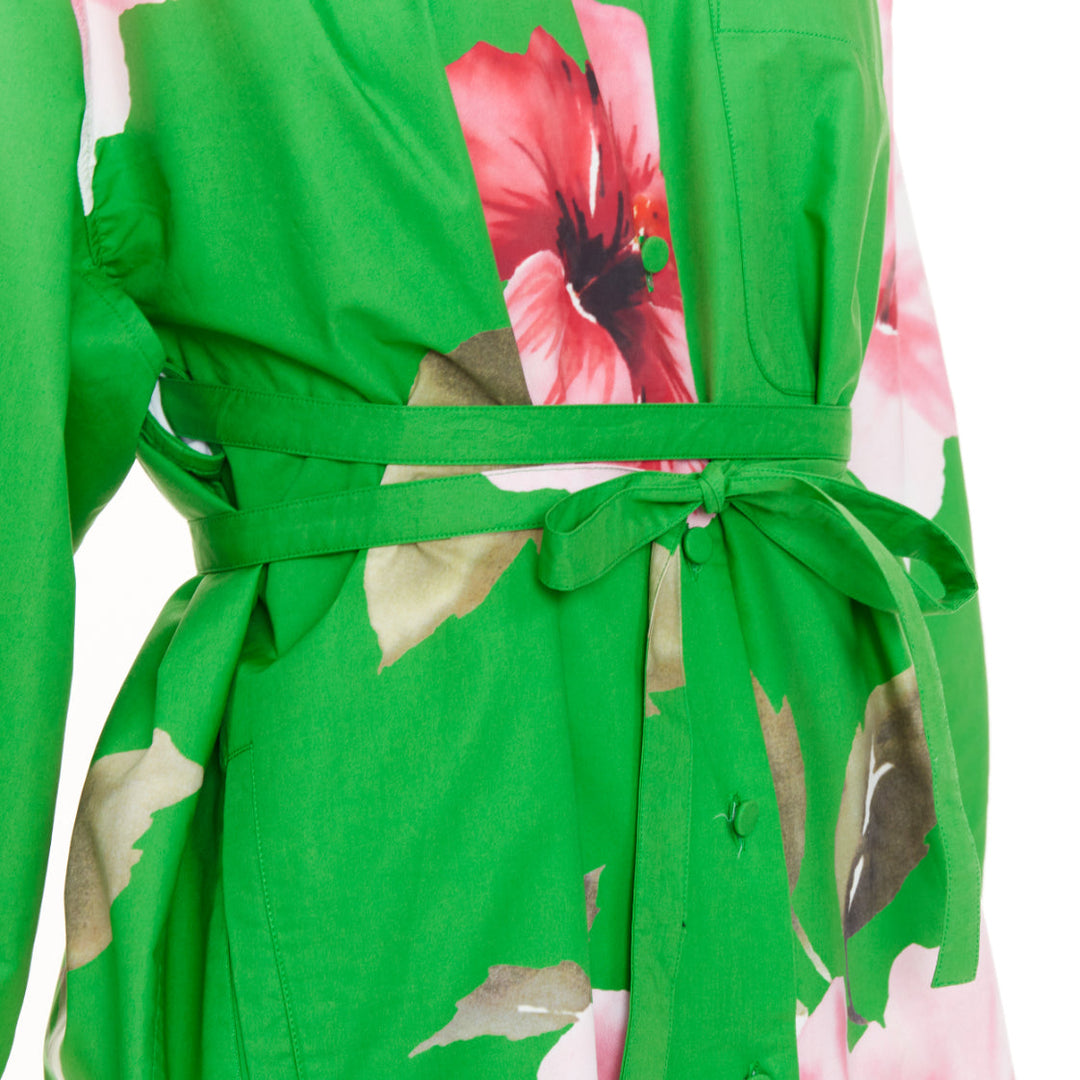 VALENTINO 2021 Runway Lilium green pink oversized cotton poplin shirt IT36 XXS