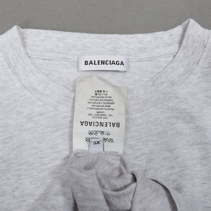 BALENCIAGA Demna 2018 grey logo embroidery back front tshirt XS
