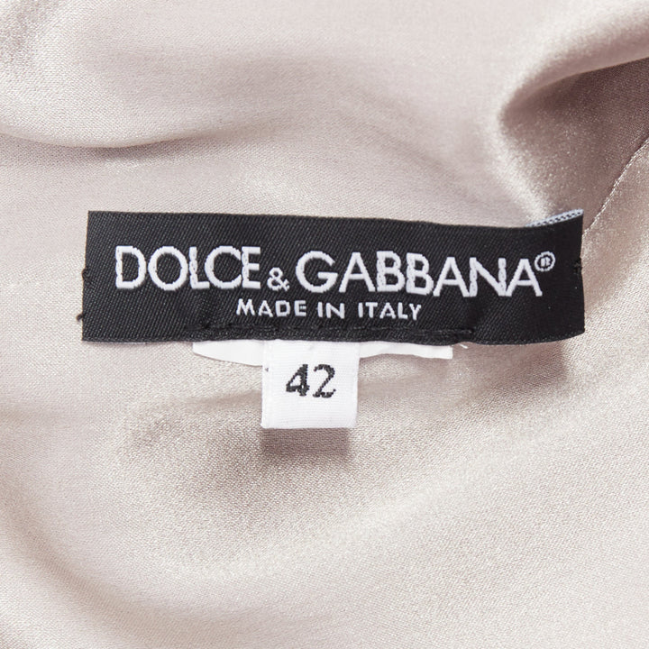 DOLCE GABBANA purple grey silk Barocco flower print sheath dress IT42 M