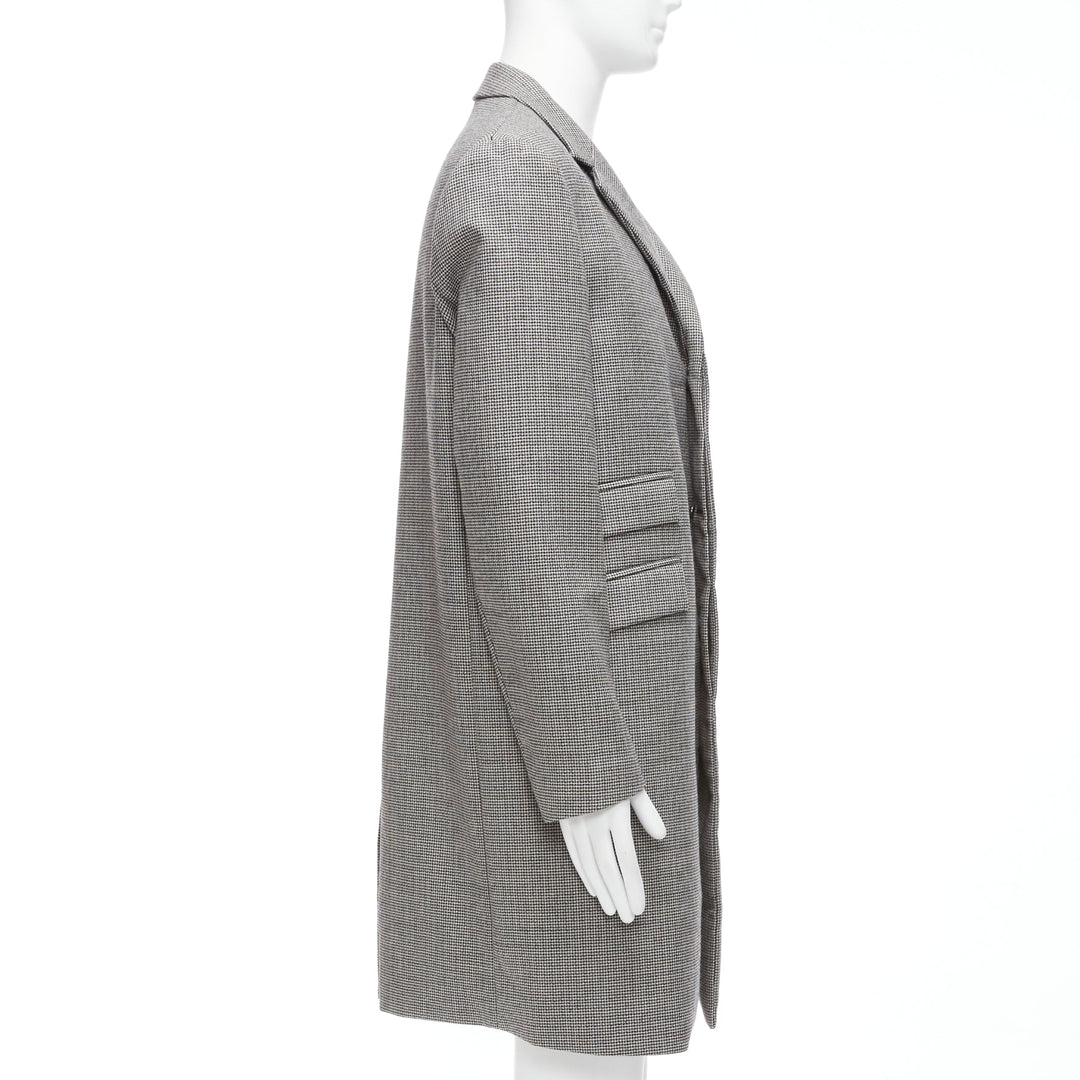 MARNI grey houndstooth wool blend invisible placket longline coat IT48 M