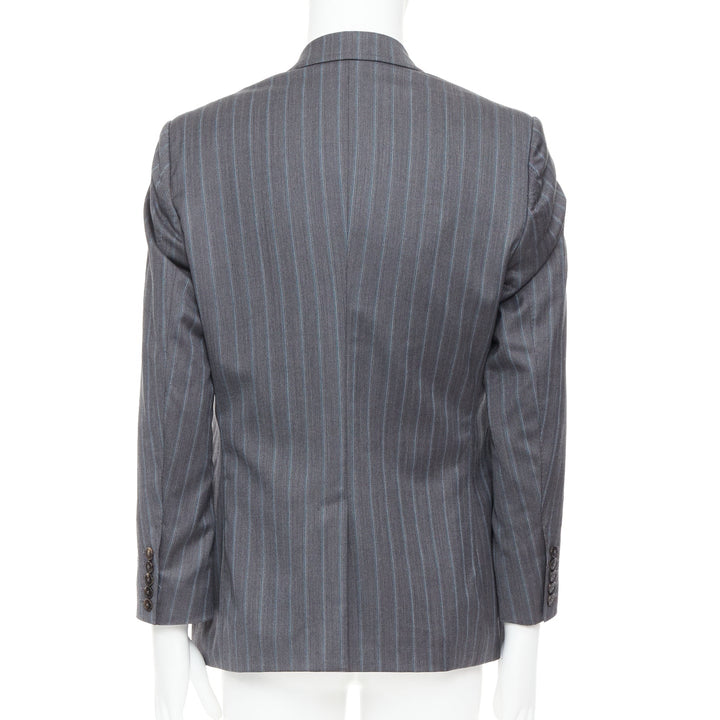 GUCCI Vintage grey blue wool cashmere pinstripe blazer IT52 XL