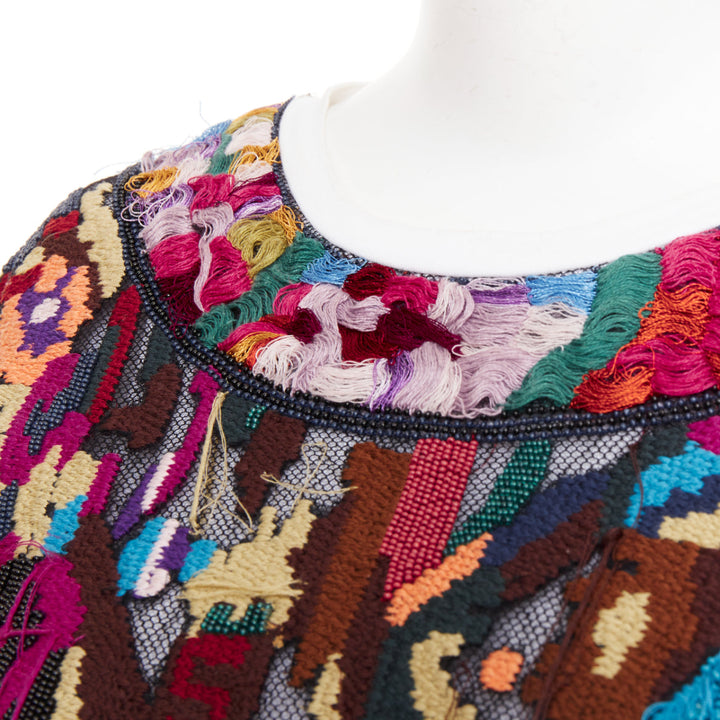 VALENTINO multicolor layered tapestry embroidered tulle blouse top S