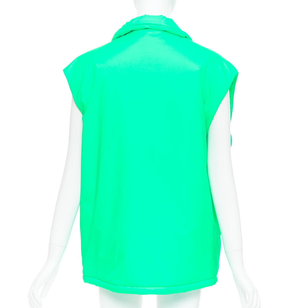 PRADA 2018 Linea Rossa Primaloft neon green nylon red logo puffer vest S