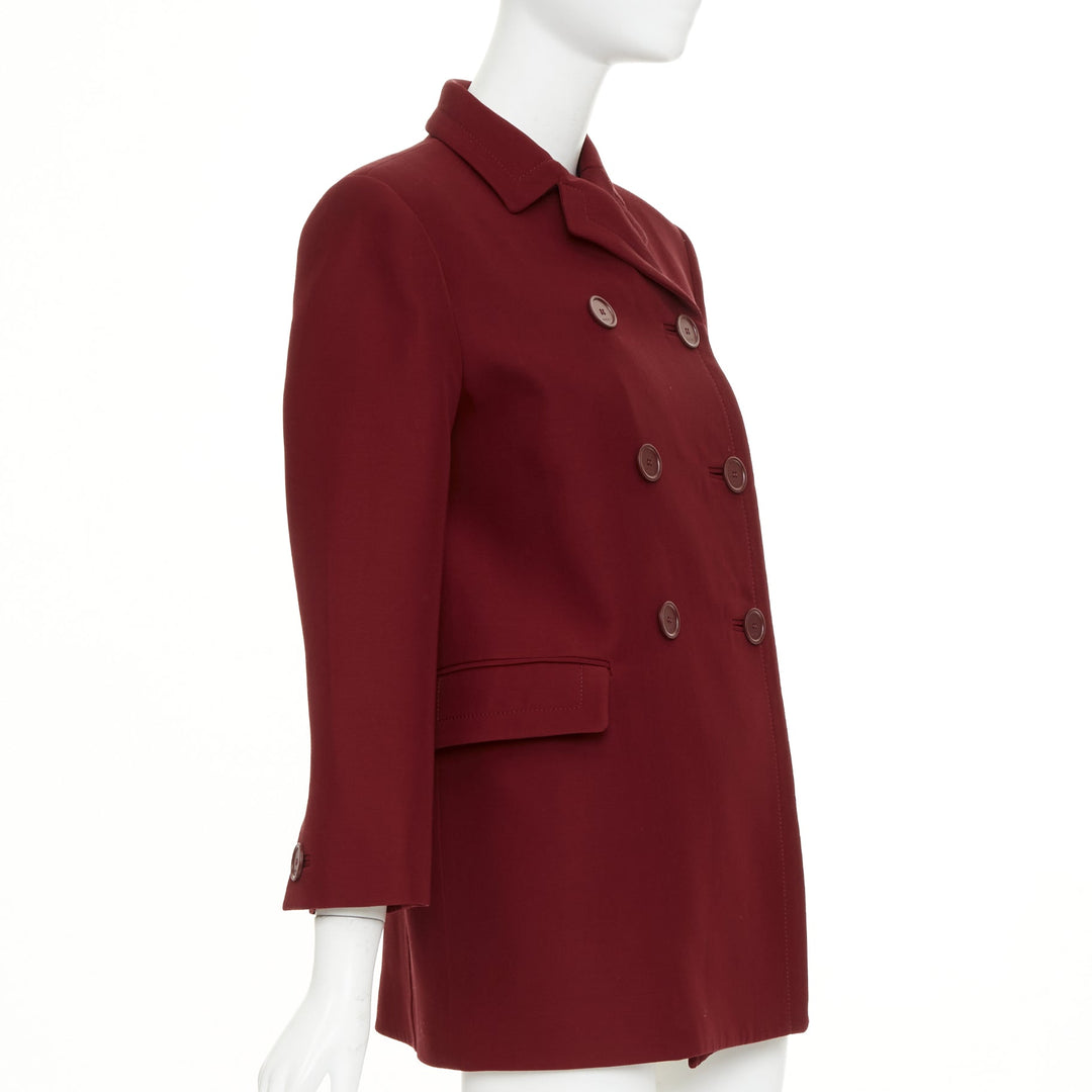 GUCCI 2025 Rosso Ancora wool silk cady martingale double breasted jacket IT40 S