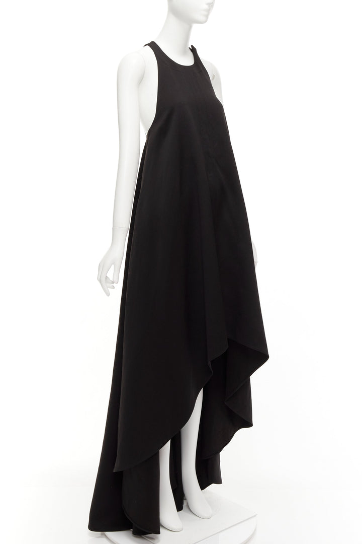 WHISTLES black round neck flare hi low long gown dress US4 S