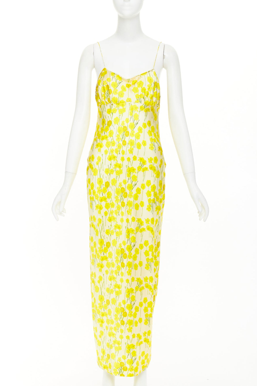 BERNADETTE 2023 Ripley yellow buttercups hand painted floral silk dress IT40 S