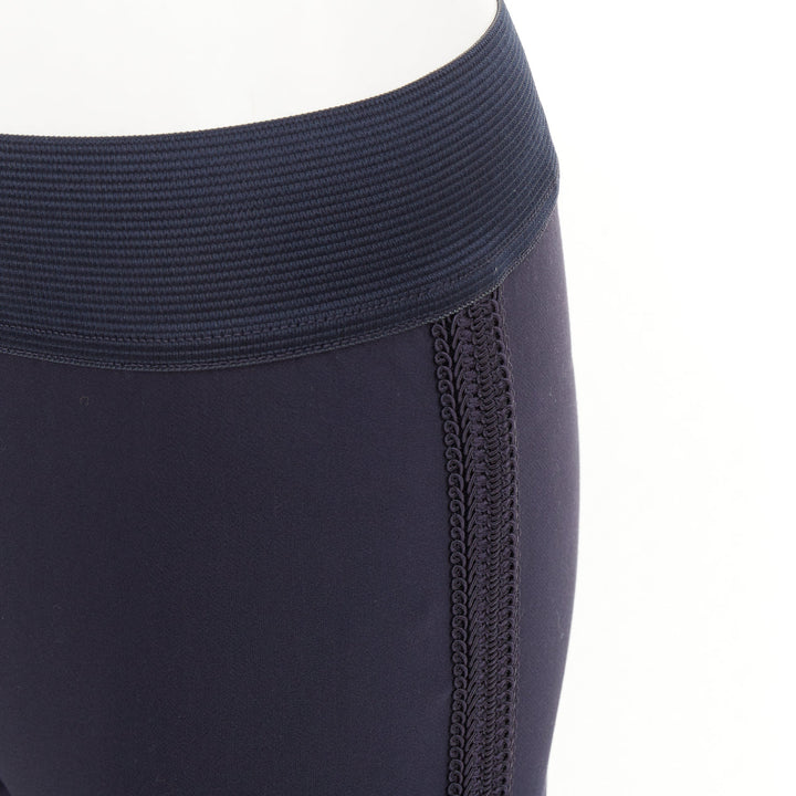 STELLA MCCARTNEY 2015 navy cotton blend elastic embroidery cropped pants IT38 XS