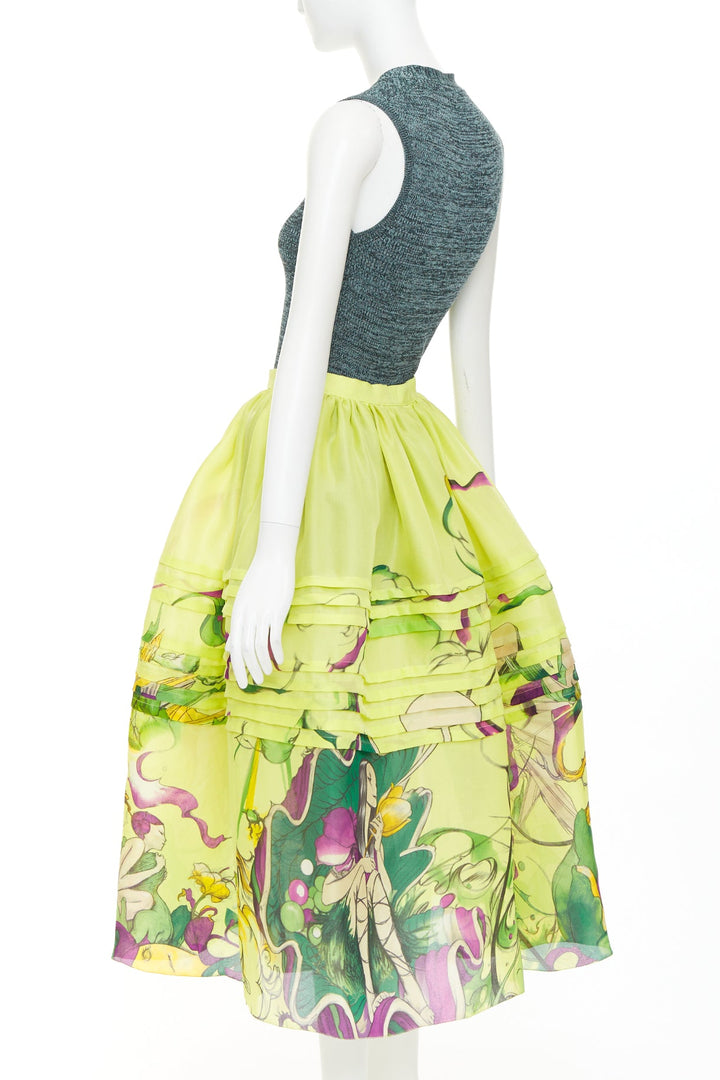 rare PRADA JAMES JEAN 2008 Runway Fairy green silk organza full skirt set IT40 S