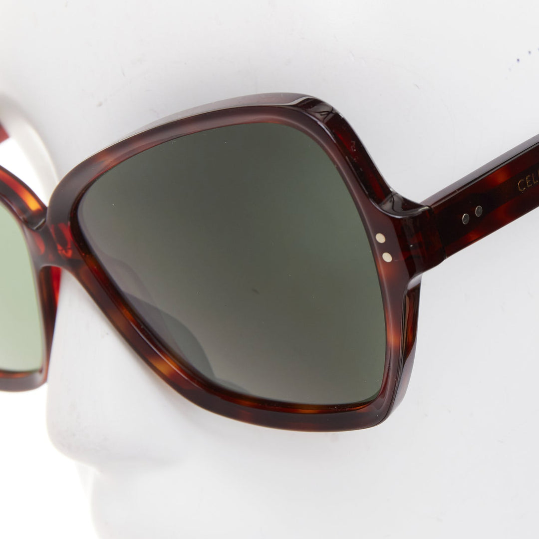 CELINE CL400641 brown tortoise oversized butterfly square sunglasses