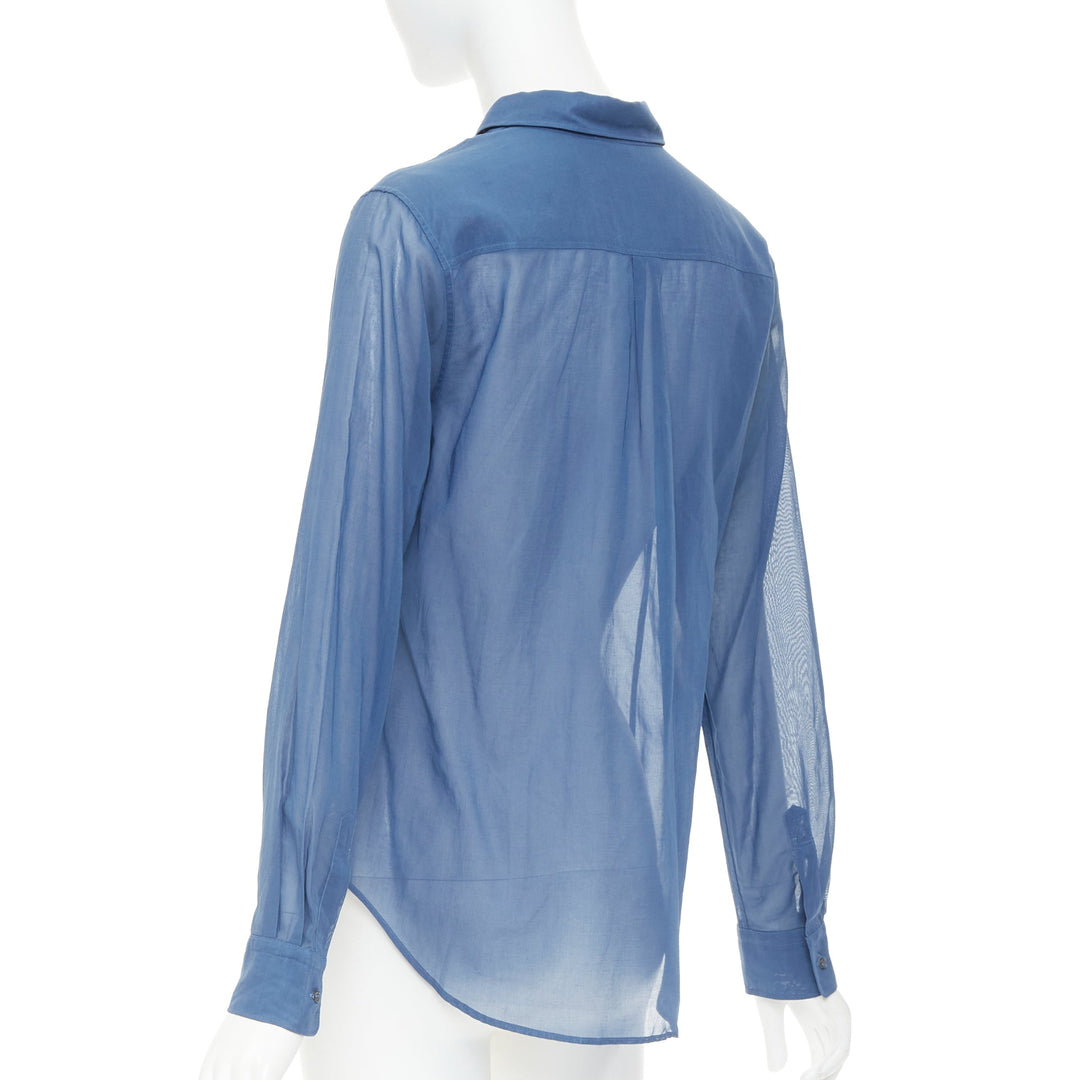 JIL SANDER 2011 Raf Simons blue cotton sheer patch pocket shirt FR36 S
