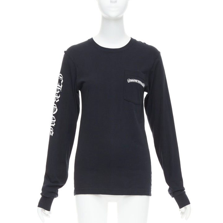 CHROME HEARTS black cotton white crosses logo long sleeve tshirt S