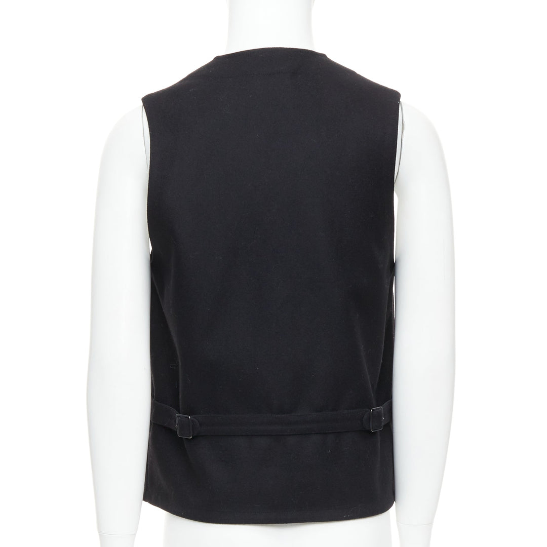 CHRISTOPHE LEMAIRE black 100% virgin wool cotton waist coat vest Sz3