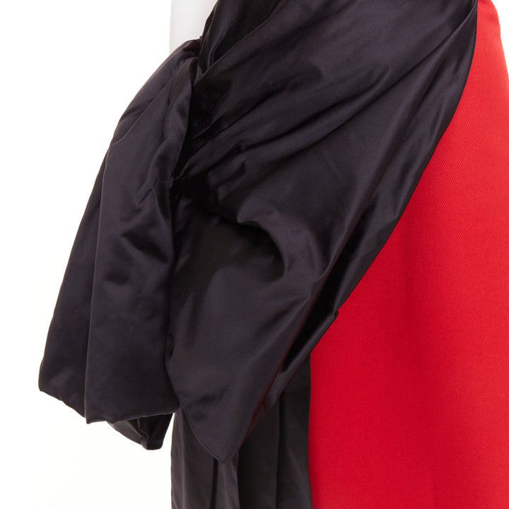PRADA 2018 red pink black virgin wool satin sash bustier dress IT38 XS