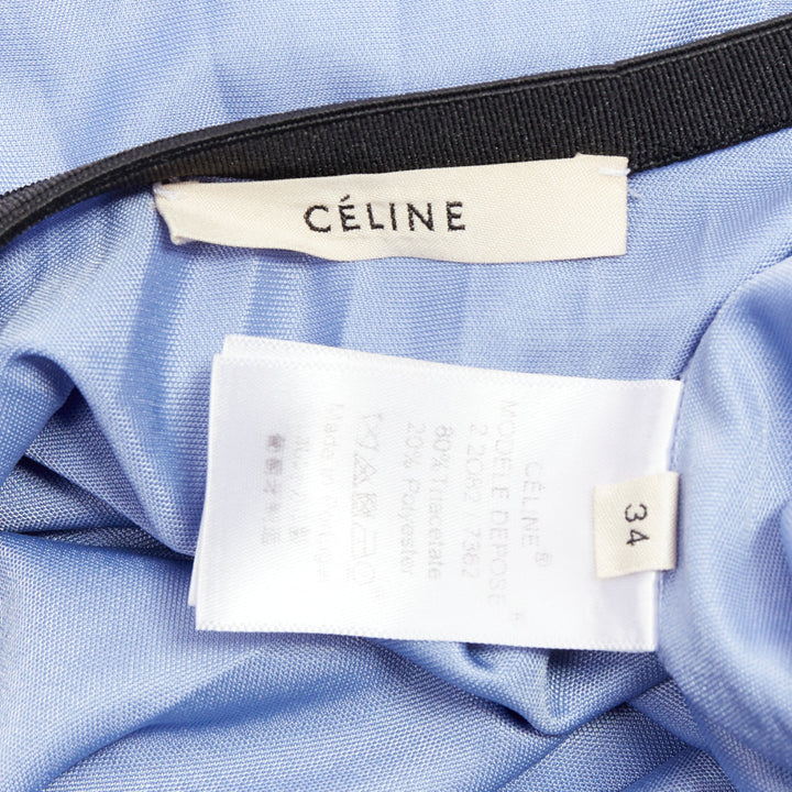 OLD CELINE Phoebe Philo sky blue pleated black waistband skirt FR34 XS