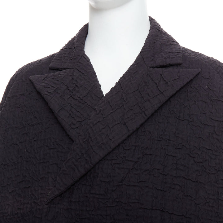 JOHN ROCHA Vintage black plisse textured flare front raglan coat US38 M