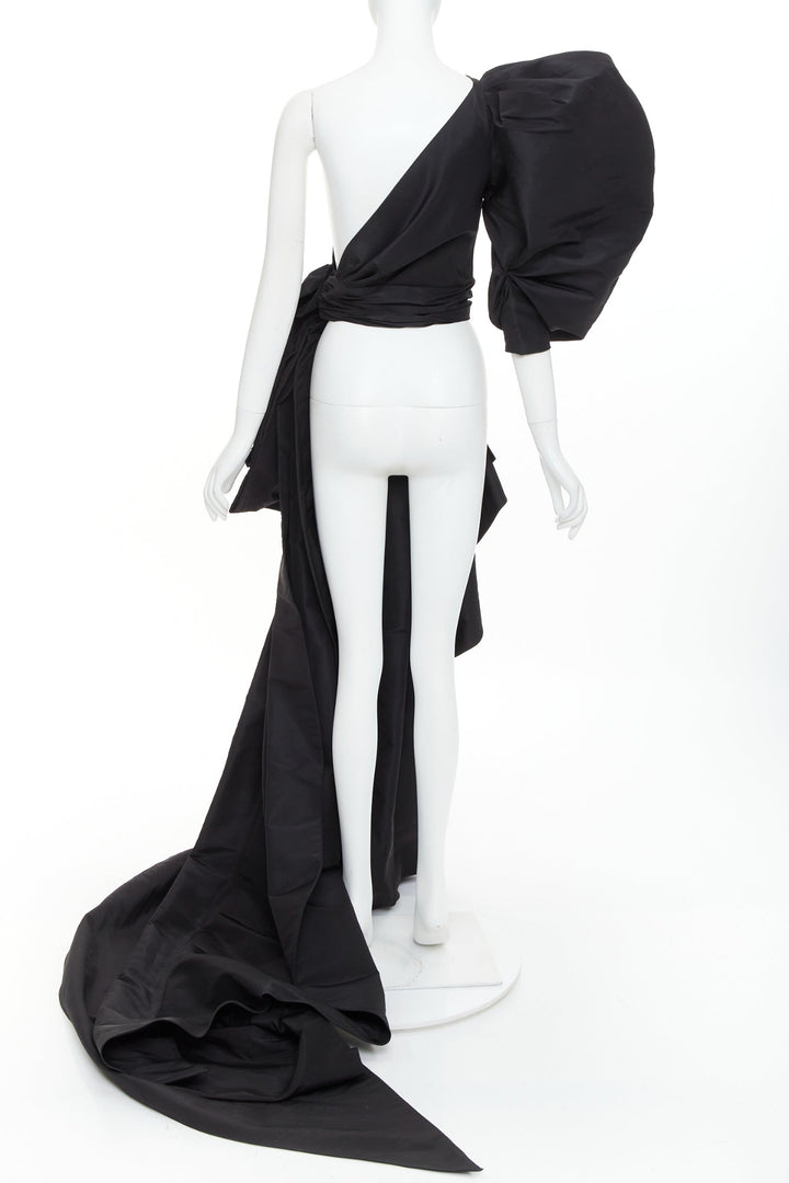 rare ALEXANDRE VAUTHIER COUTURE SS2017 Runway black tafetta bustle train top
