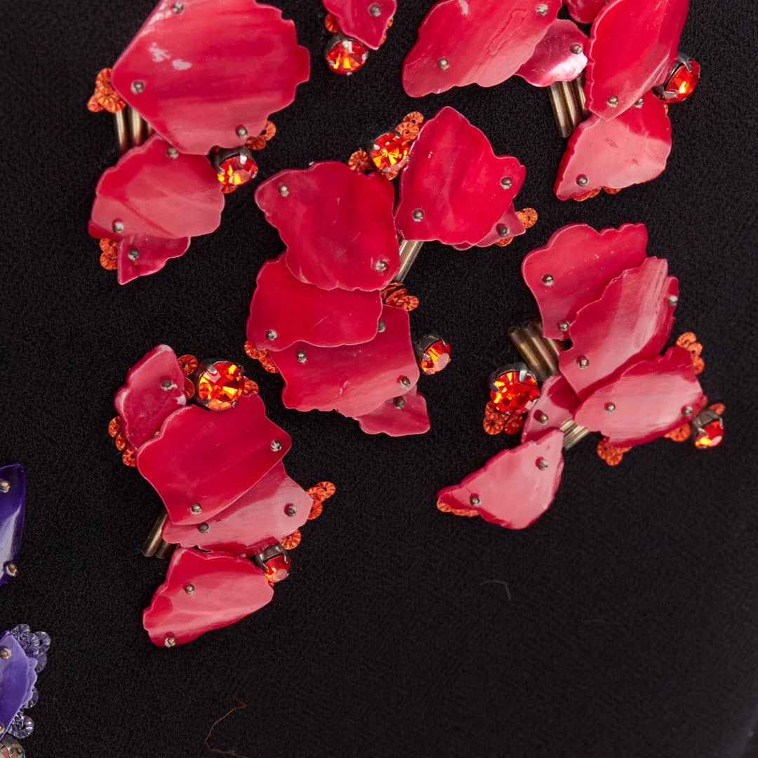 PETER PILOTTO black wool red purple mother of pearl embellished skirt UK10 M