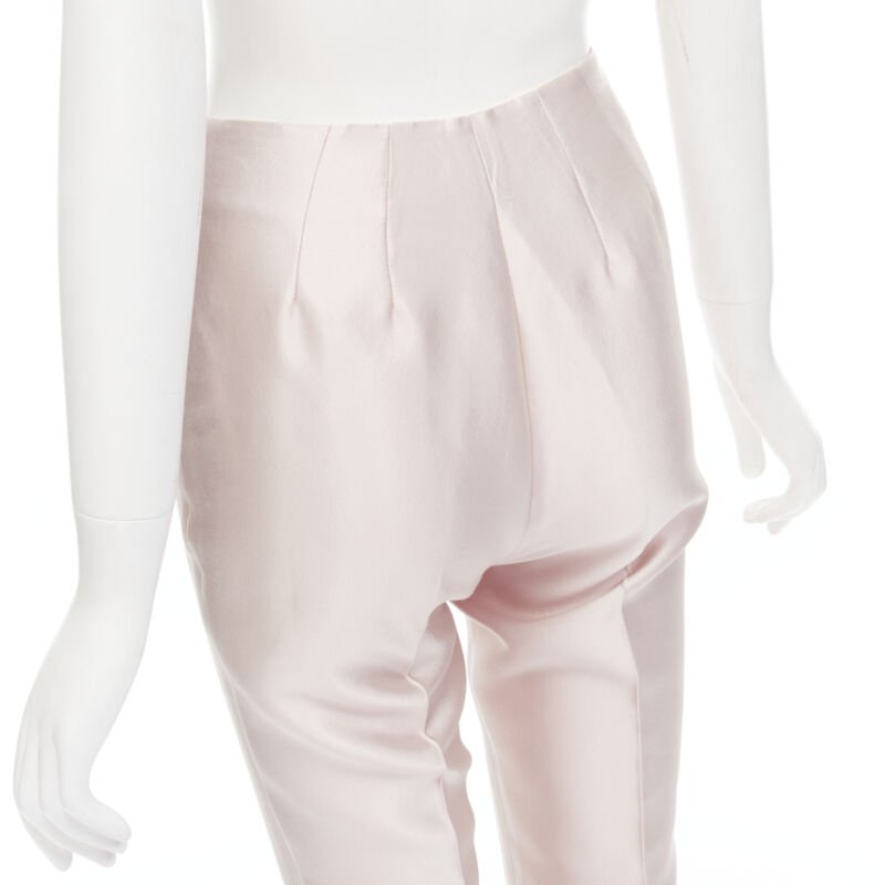 GABRIELA HEARST blush pink silk wool blend high rise cropped trousers IT34 XS