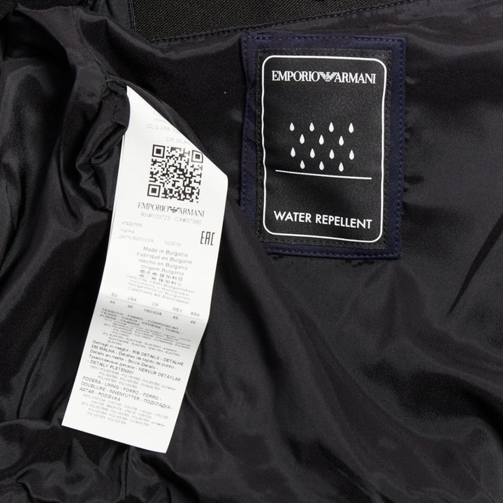 GIORGIO ARMANI navy water repellent Fern leaf jacquard bomber jacket IT46 S