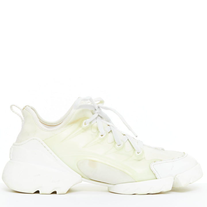 CHRISTIAN DIOR D-Connect white cream rubber layer sneakers EU38