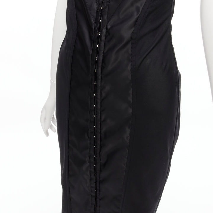 DOLCE GABBANA black lace bustier boned corset cocktail dress IT38 XS
