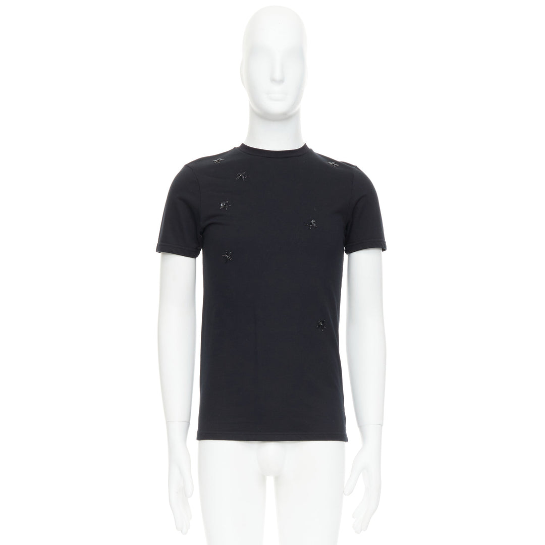 DIOR HOMME black bee sequin embellished crewneck tshirt XS