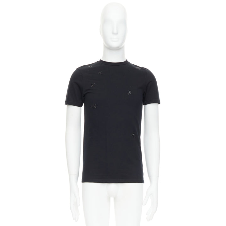 DIOR HOMME black bee sequin embellished crewneck tshirt XS