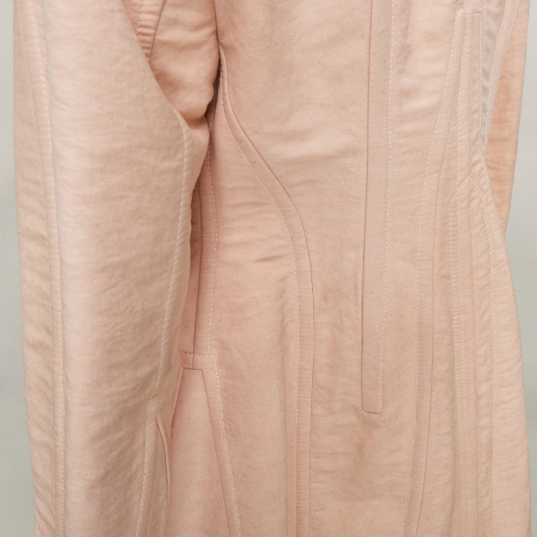 PRADA 2022 Runway Opal Slub pink wash canvas lace up corset jacket IT36 XXS